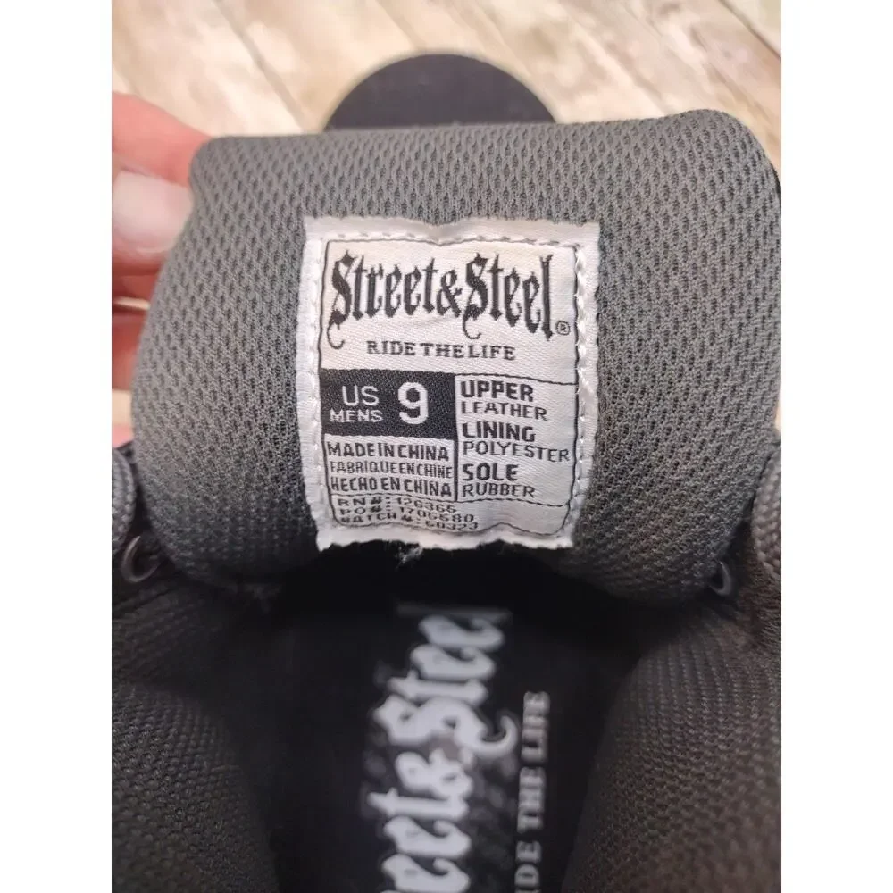 Street And Steel Kickstarter Moto Riding Hightops Black Leather Mens 9